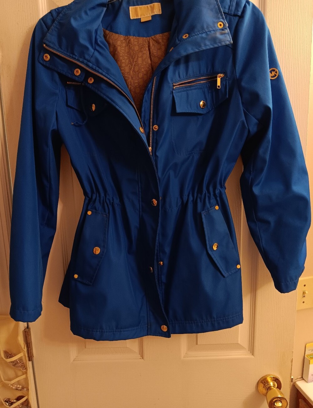 Michael Kors Women's Trench Coat/Rain Coat Preowned Blue Color Women's Sz Large